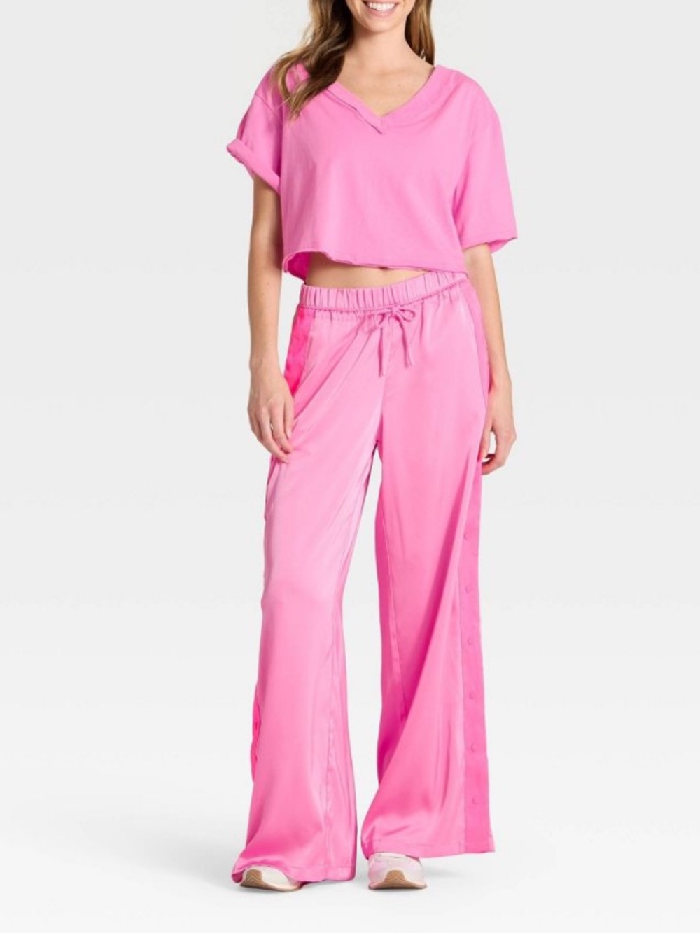 NWT JoyLab Women's Low-Rise Satin Tear Away Track Pants - Picture 3 of 5